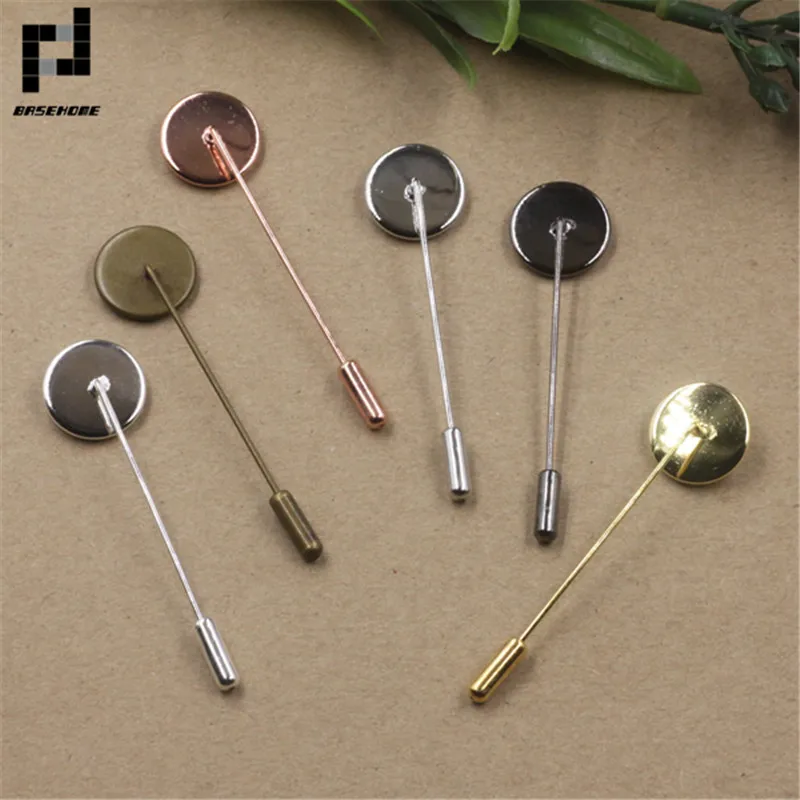 10pcs/Lot Metal Blank Brooches Base Glass 10-20mm Support Cabochon Lapel With Pin For Diy Jewlery Making Supplies Accessories