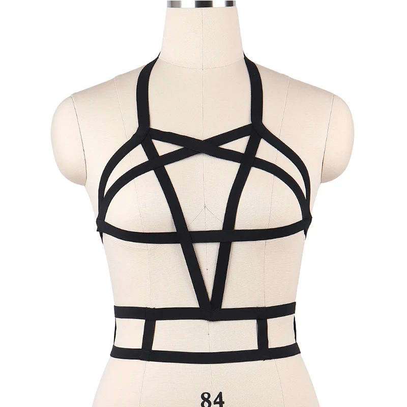 New Cage Bra fashionable sexy Five-pointed star shape of black spandex harness for lady,women petengram