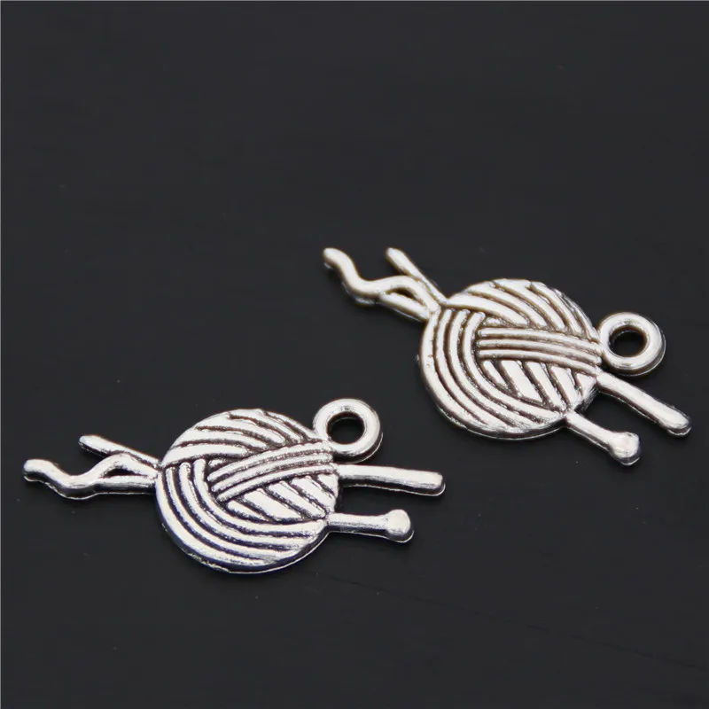 50pcs  Silver Color Woolen Ball Of Yarn Charm Pendant Fit Bracelet Necklace Metal Jewelry A2572