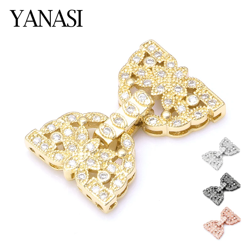 23*15mm Clasps For Jewelry Making Accessories Copper Cubic Zirconia  Clasps Buckles For DIY Pearls Necklace Bracelet