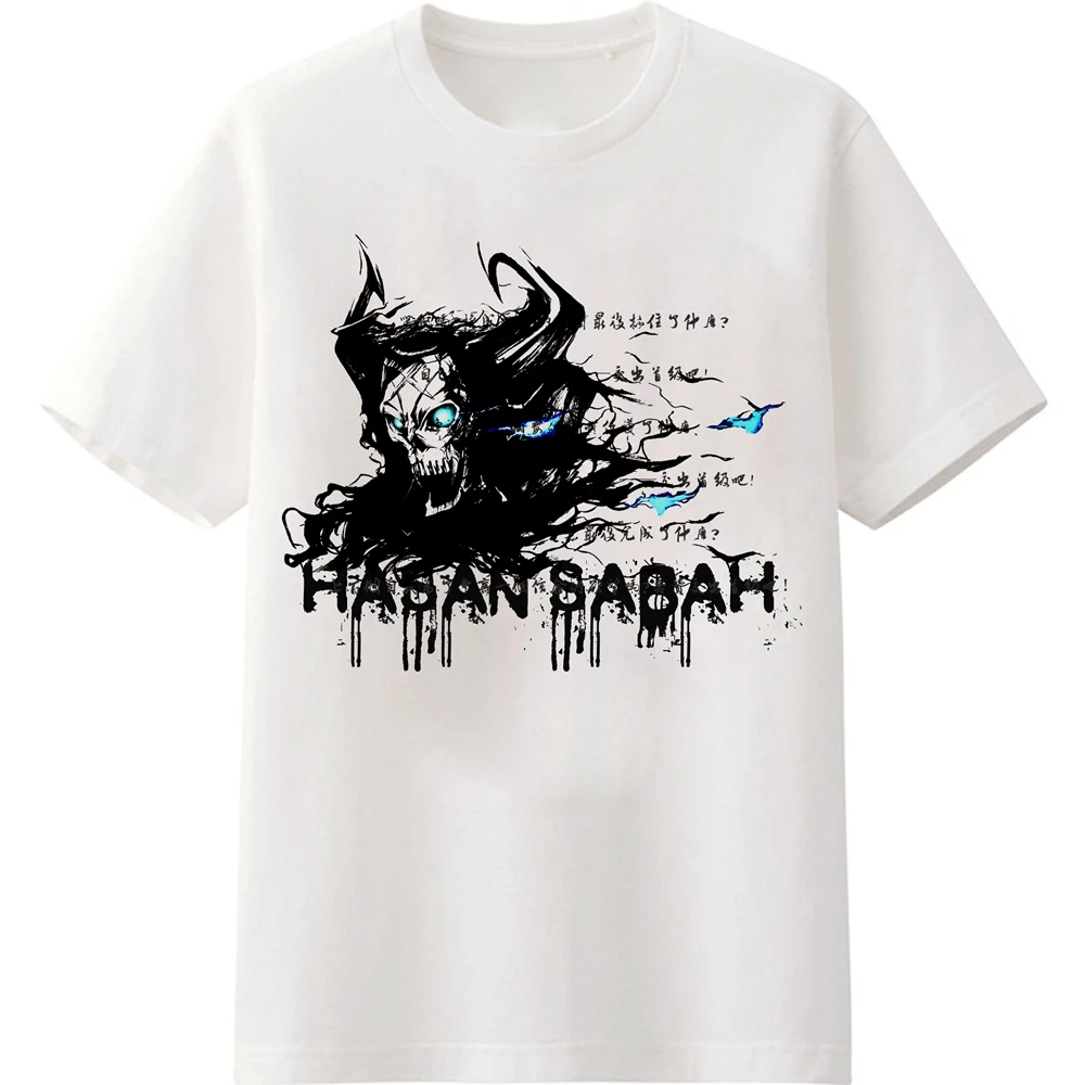 Anime JK Fate Grand Order FGO Cosplay Shirt Assassin Yama no okina Hasan Sabah T Shirt Tops Tee Women Men tshirt White Grey