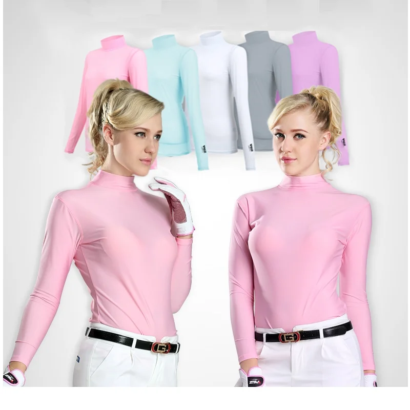 Golf sun protection clothing viscose long-sleeve cold T-shirt for Women basic shirt breathable clothes Slim Body Shirt