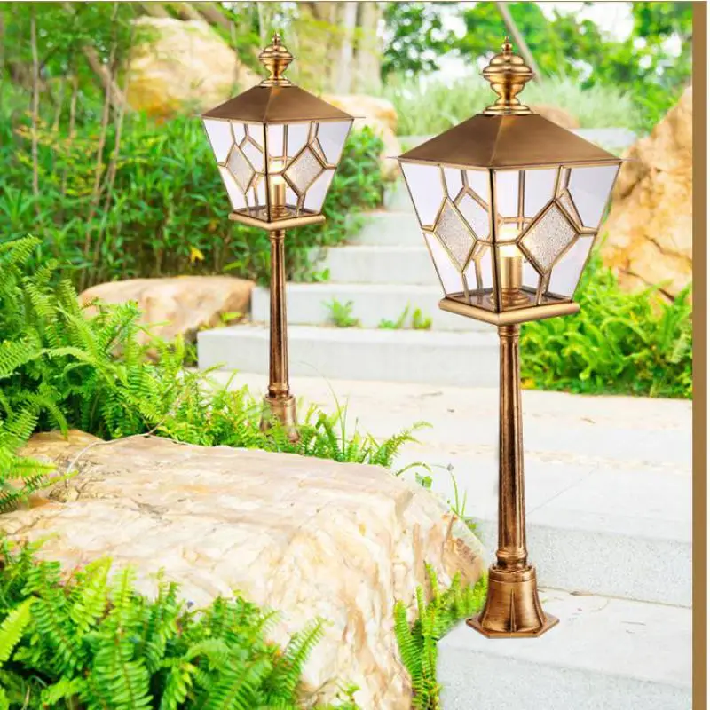 Garden large standing Pillar Lamp Square Gate copper Pillar Light Courtyard Waterproof outdoor Landscape light park lawn lights