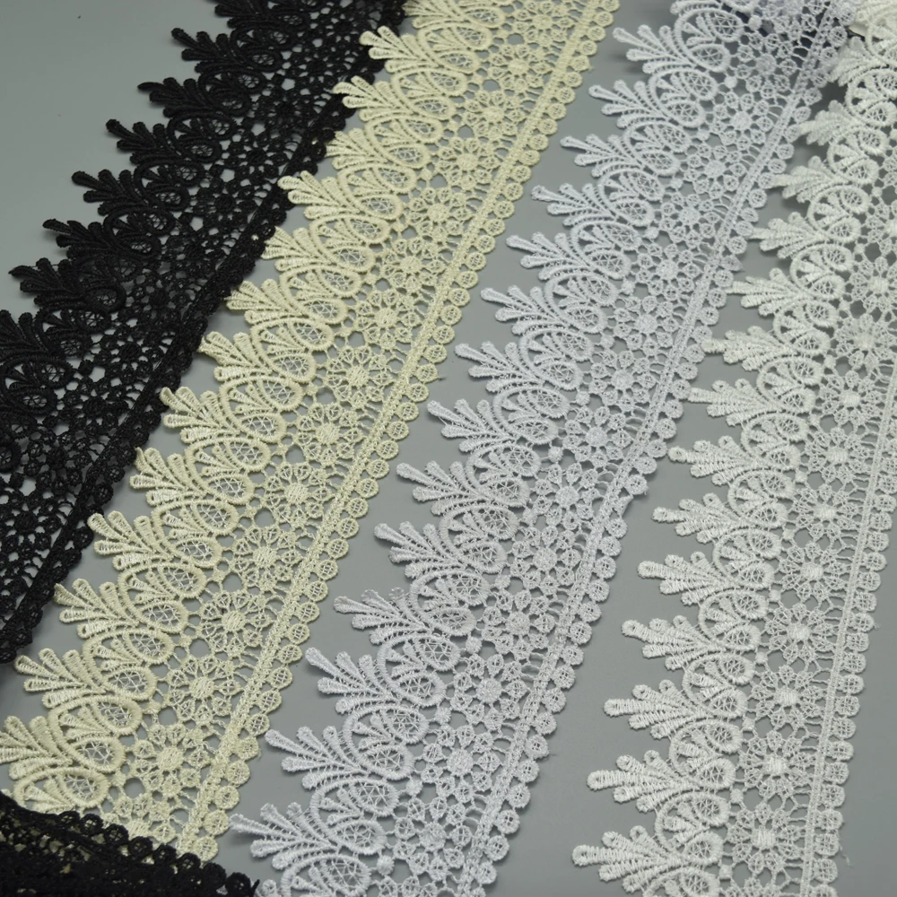 14.5 metri di Buona qualità Bianco nero beige venezia Lace trim di nozze FAI DA TE artigianale cucito Venise Lace trim farbric larghezza: 8 cm