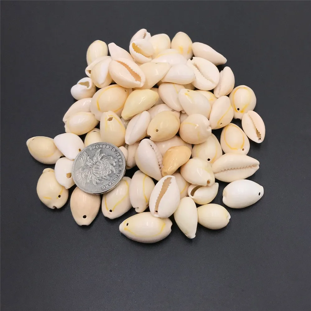 50pcs 16-18mm Natural Shell Beads White Cowrie Shells Fit  for Diy Women Bracelet Necklace Jewelry Making Accessories