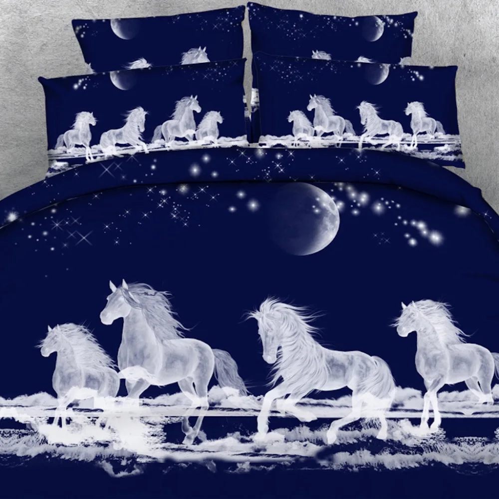 Brand Goldeny 3 Parts Per Set Majestic Horses running free HD 3d bedding set