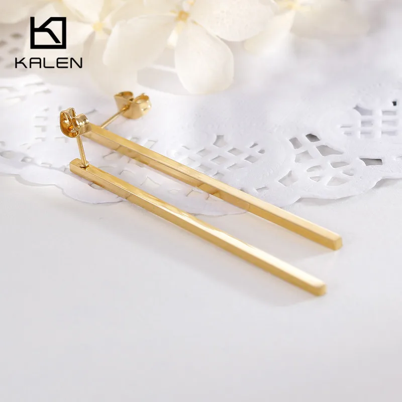 Kalen Simple Tri-Color Stainless Steel Dangle Earrings For Women Round Strip Oorbellen Drop Earrings Pendientes Mujer Jewelry