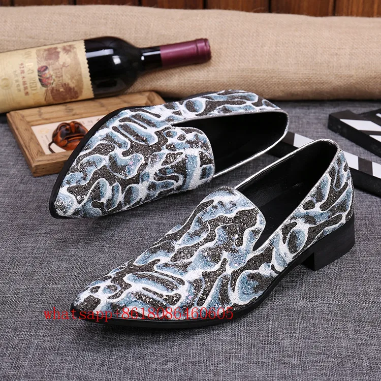 Choudory Korean style Men shoes luxury brand high heels velvet slippers pointed toe glitter loafers oxford business mens shoes