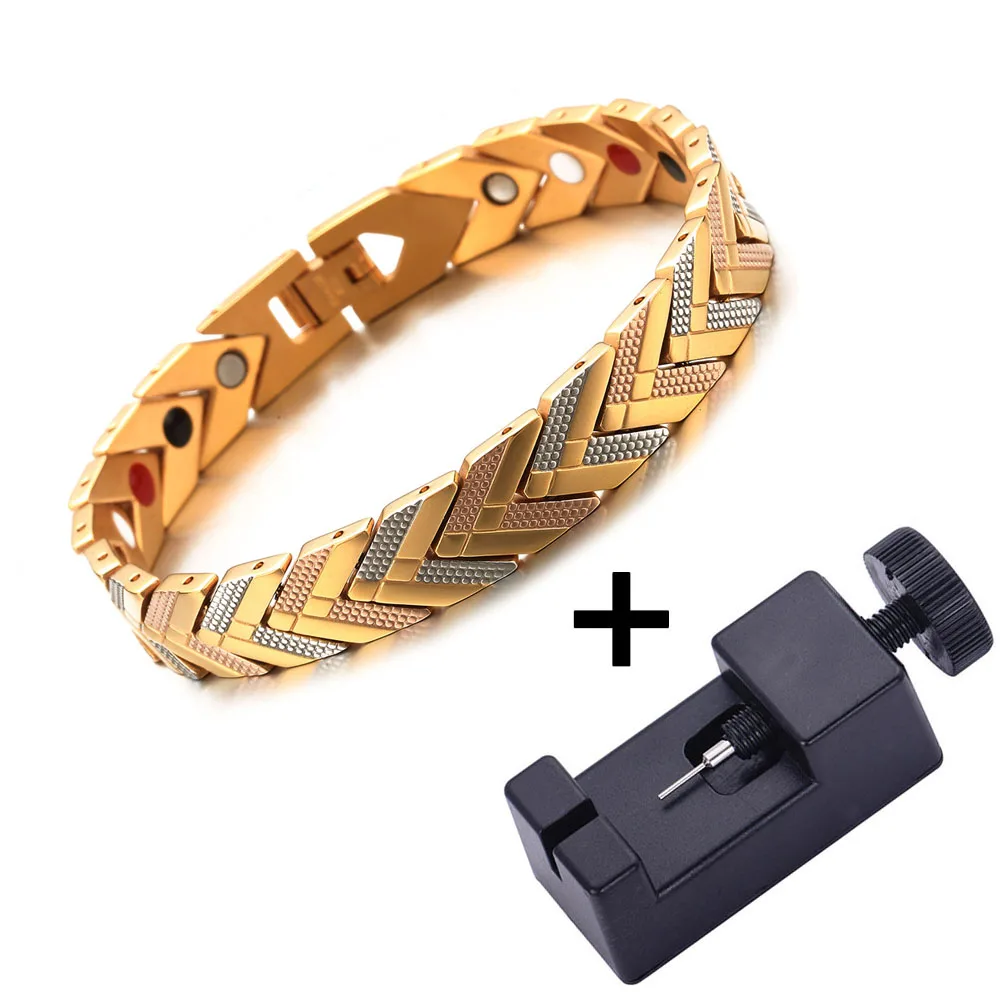 Gold Color Stainless Steel Germanium Magnetic Bracelets for Women Health Care Bio Energy Bracelet Jewelry