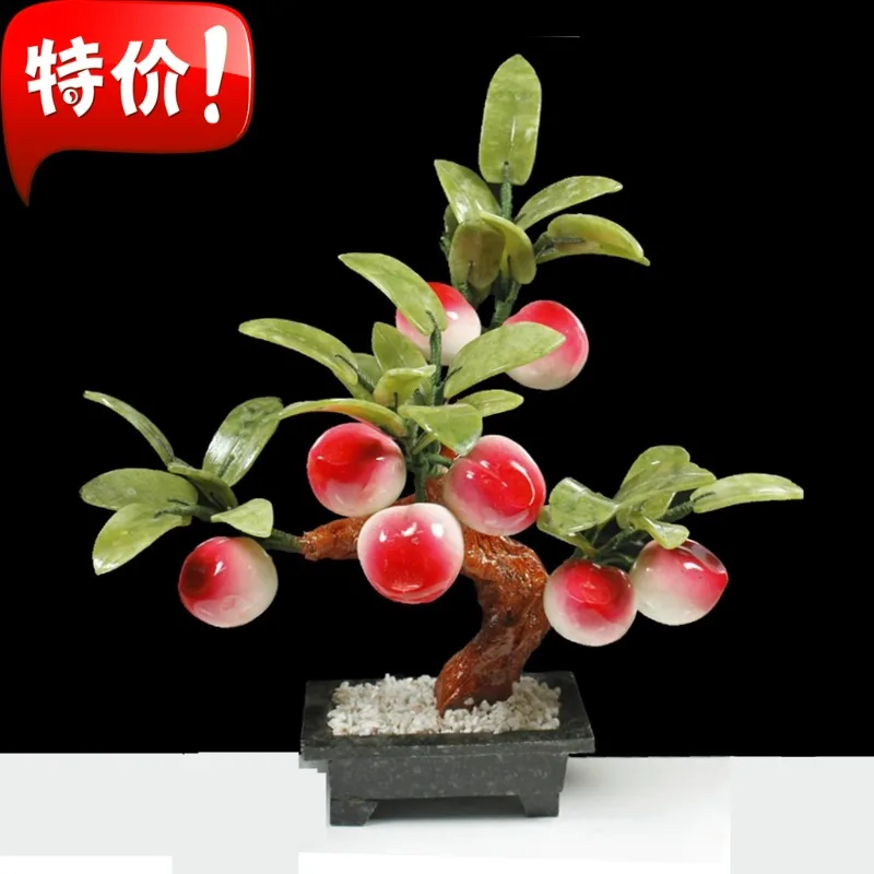 Small white jade jade ornaments 8 fairy peach tree jade plate king Home Furnishing simulation fruit creative arts and crafts jew