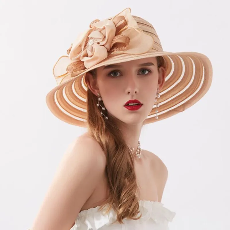 

Outdoor Sun Hat Women European American Fashion Wide Brim Hats Female Lace Flower Sun Shade Cap Summer Folding Beach Caps H6541