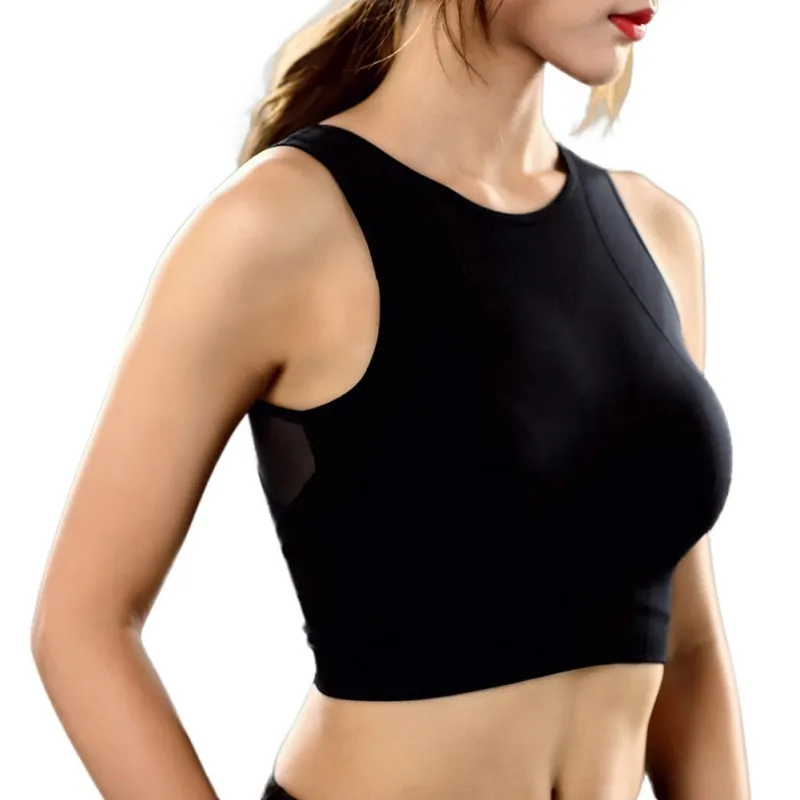 Sports Bra Mesh Stitching Yoga Underwear Shakeproof Quick Dry Fitness Padded Gym Wire Free Push Up Running Top