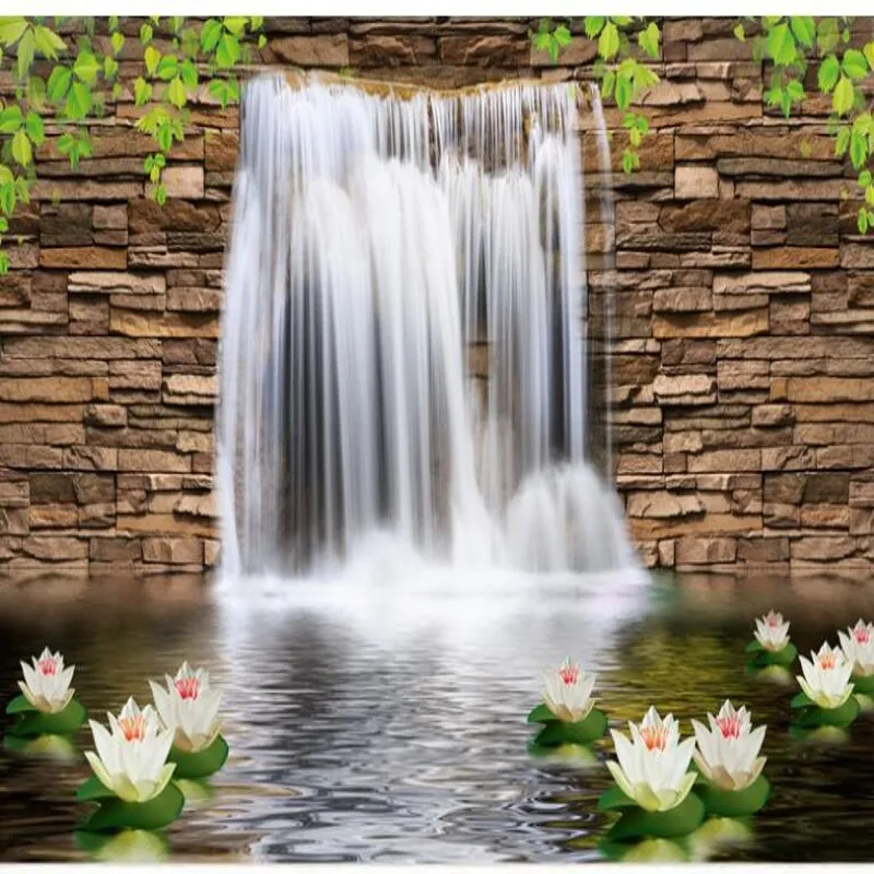 wellyu Custom large - scale murals Lotus Waterfall 3D TV background wall non - woven wallpaper papel de parede para quarto