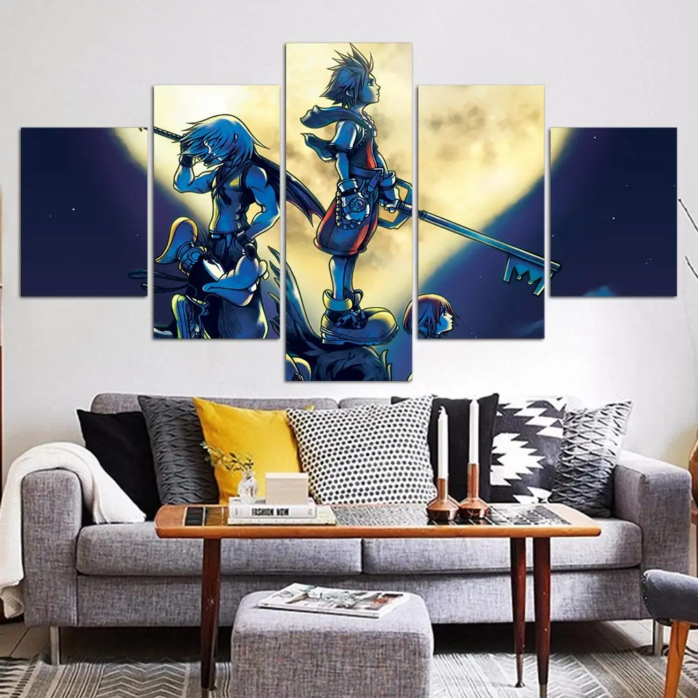 Artsailing Kingdom Hearts Modular Pictures 5 Panel Wall Art Poster Japan Print Canvas Painting Living Room Home Decoration Gift