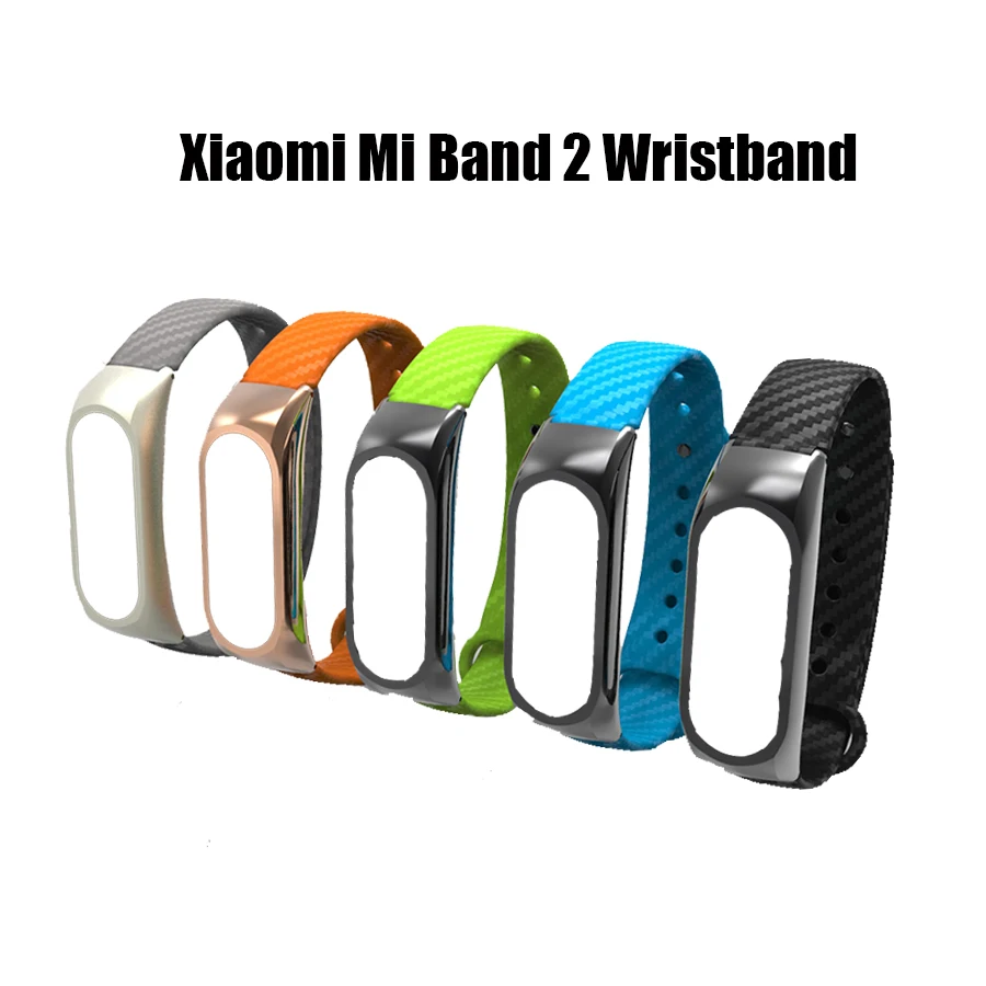 ซิลิโคนคาร์บอนไฟเบอร์สายรัดข้อมือสำหรับ Xiaomi Mi BAND 2 สร้อยข้อมือขยายสายคล้องสายรัดข้อมืออุปกรณ์เสริม