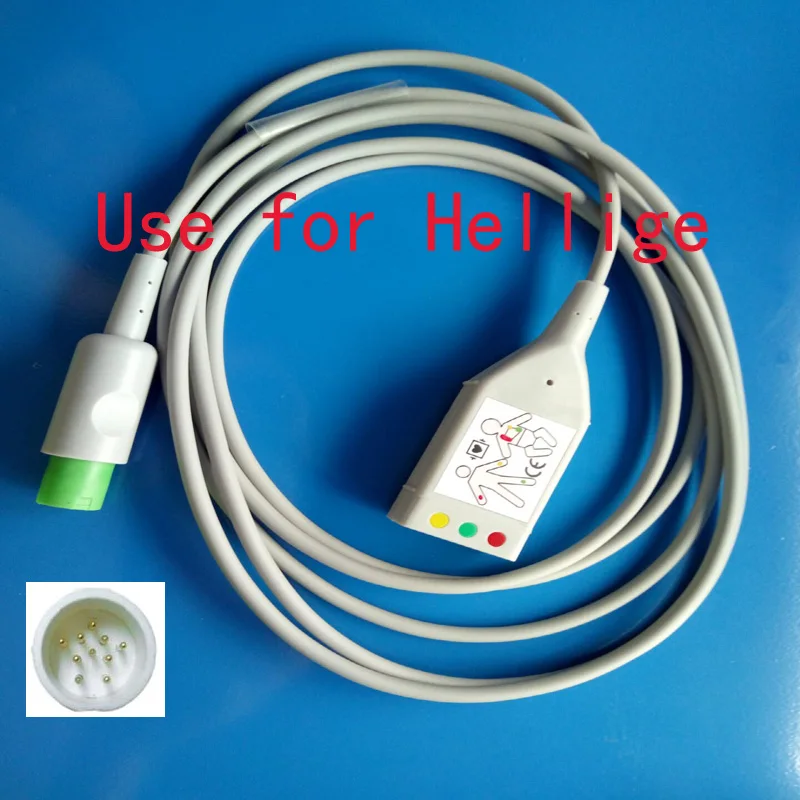 

Compatible with Hellige ECG Machine, 3-lead ECG cable,AHA and IEC label included,use for Philips(HP) leadwire,Hellige 10pin.