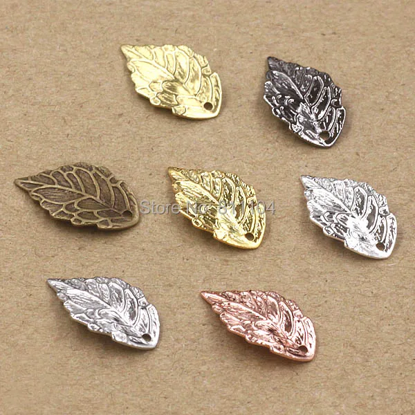 

10x18mm Multi-color Plated Brass Metal Blank Filigree Leaf Shape with a hole Links Wraps Connectors Jewelry Findings Connectors