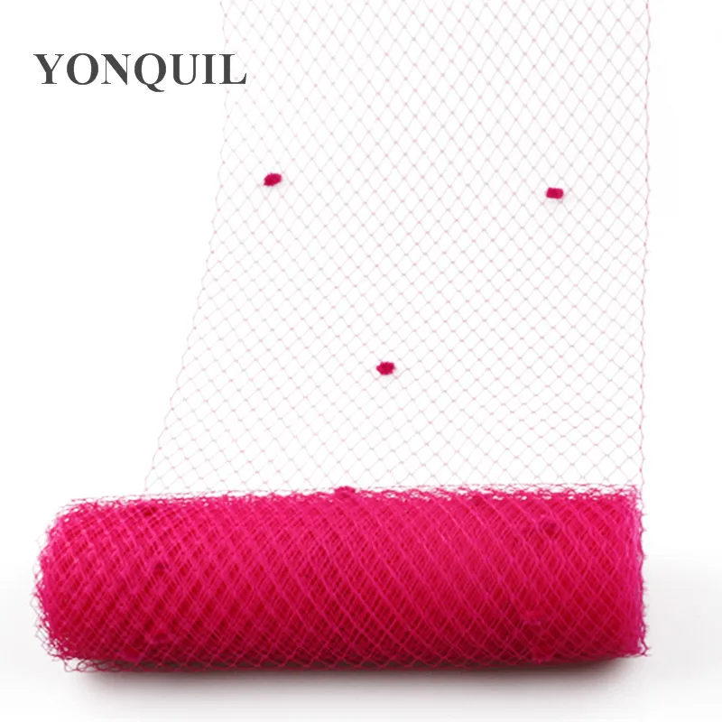 1Meter/Lot Hot Pink Birdcage Veils with Dot 45CM For Women Fascinator Veiling Headpiece Netting Hats Accessories Bridal Veils