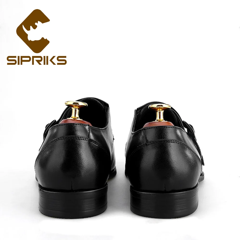 Sipriks Luxury Brand Mens Double Monk Straps Shoes Navy Blue Full Grain Leather Church Shoes Boss Wedding Gents Suit Social 2021