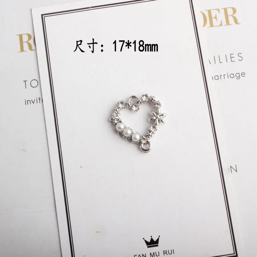 50pcs/lot 17*22mm 18mm Gold Color Alloy Material Imitation Pearl Heart Circle charm Connector for diy jewelry making Wholesale