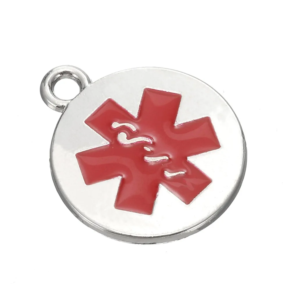 Skyريم رمز الطبية الفولاذ المقاوم للصدأ السحر بالمينا الأحمر استرخى لتقوم بها بنفسك مجوهرات العثور على ديكس السحر صالح سوار 10 قطعة/الوحدة