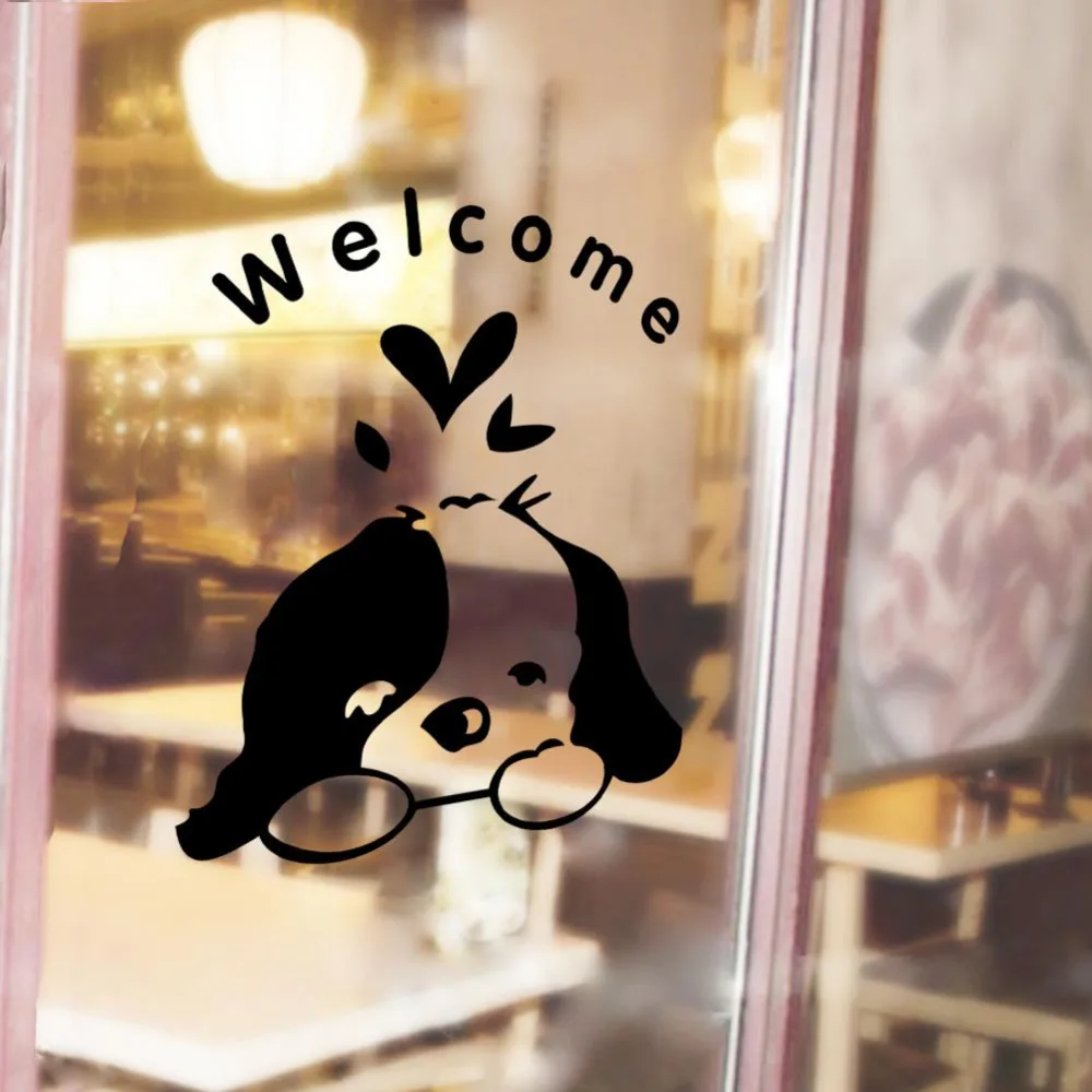 Welcome Kids Room Dogs Door Funny Wall Sticker Home Decoration Pet Shop decals Wallpaper pinturas murais D008