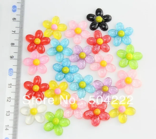 

200pcs handmade assorted cute glitter sunflower resin Cabochon for Kawaii Decoden DIY Projects iridescent sunflower