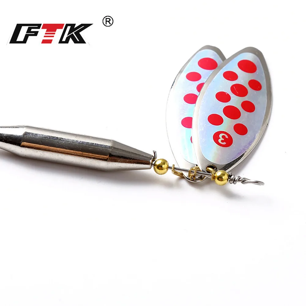 FTK 1PC 10Colors Double Spinner Long Cast Coloful Bait Fishing Lures Pesca Spinner Pike Sequin Paillette carp