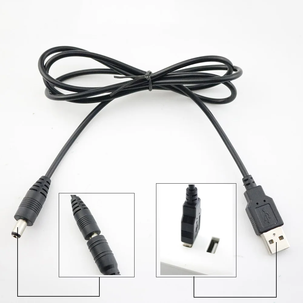 Promotion 1M USB Port To 5V 5.5 x 2.1mm inner DC Barrel jack Power Cable Connector For Small Electronics Devices Accessories