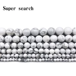 Natural Gem Stone White Howlite Turquoises Beads 4 6 8 10 12 14MM Bracelet Fit Diy Charm Beads For Jewelry Making