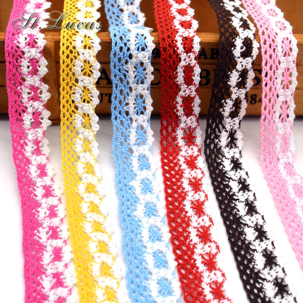 New arrived 5yd/lot high quality colrful lace fabric ribbon cotton lace trim sewing material for home garment accessories DIY