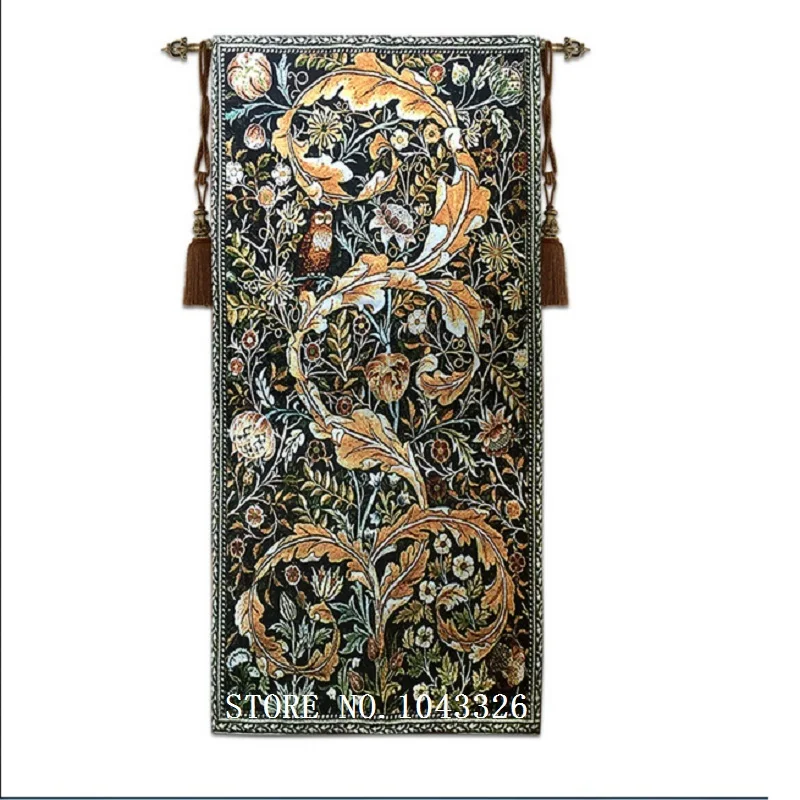 

58*114cm Living Room Bedroom Wallpaper Decorative Painting William Morris Series Owl Wall Carpet Hanging Artistic Tapestry ST-16