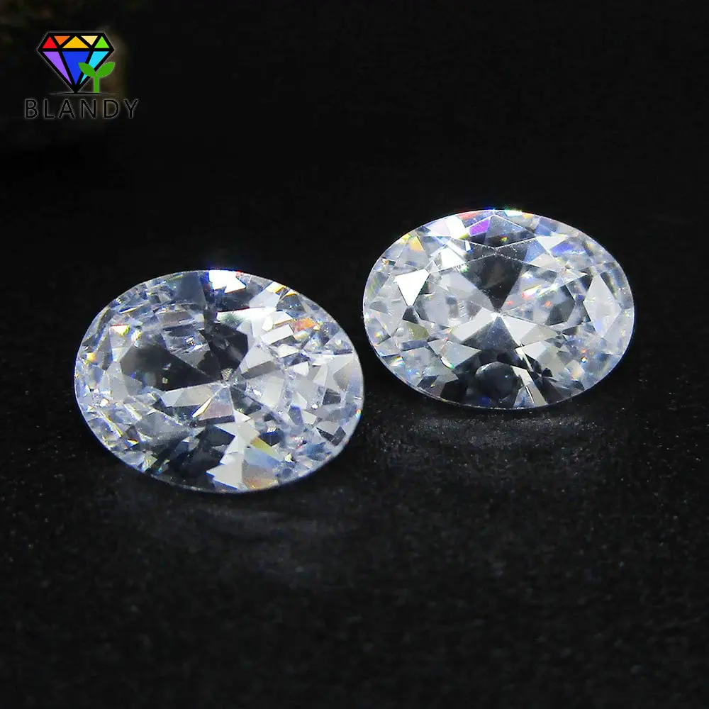 5A 2x3~13x18mm Oval Shape White Cubic Zirconia Machine Cut Loose Zirconia Stone Gems For Jewelry