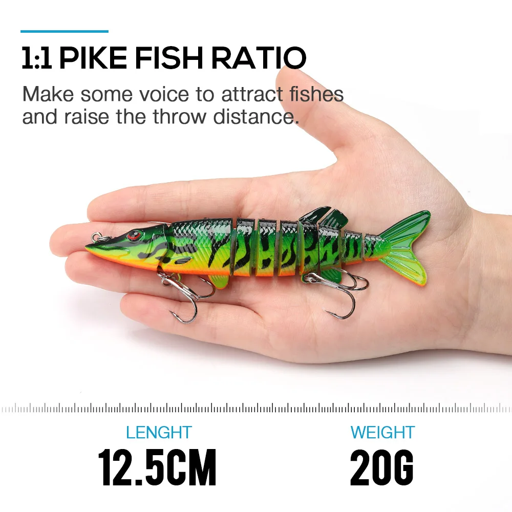 VTAVTA Artificial Pike Lure Bait Multi Jointed Bait 12.5cm 20g Lifelike Crankbaits Fishing Wobblers Swimbait Sea Fishing Lure