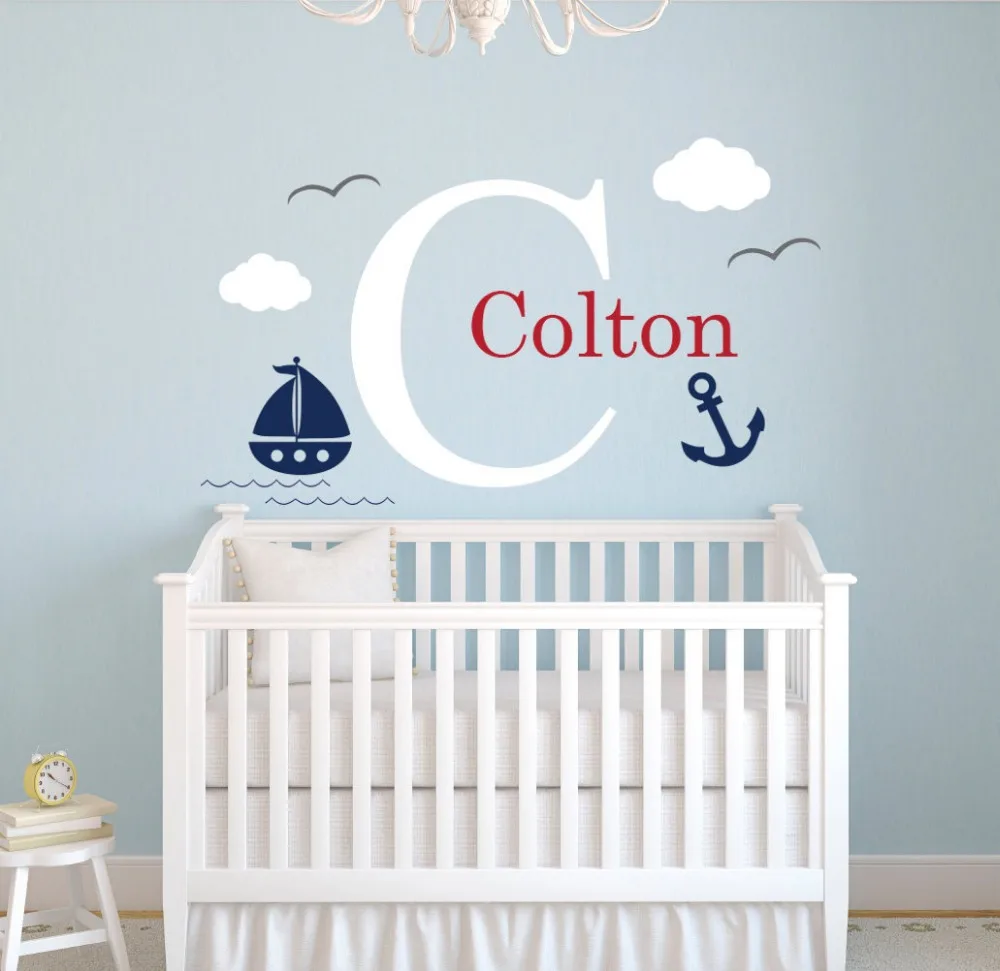 

Custom Nautical Name Wall Decal Little Sailor Room Decor Baby Boys Bedroom Nursery Wall Decal Nautical Theme Vinyl Wallpaper A43