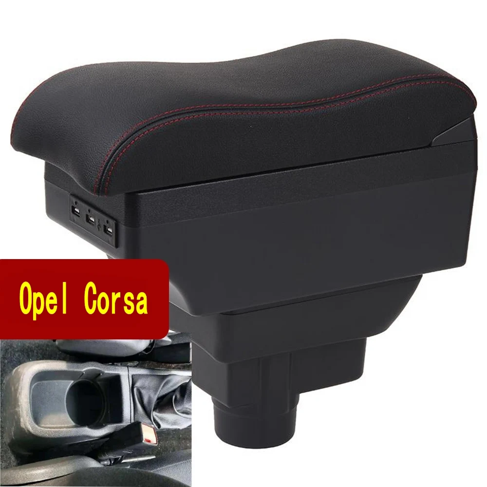 For Opel Corsa Armrest Box Center console central Store content with cup holder with USB interface Arm Rest