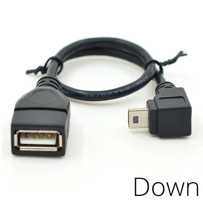 20cm Mini USB Male to USB 2.0 a Female OTG Cable Adapter Left Right up down Angle for Tablet PC GPS Car DVD