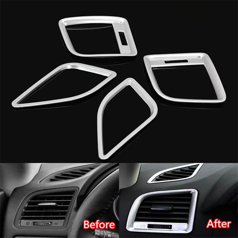 Abaiwai Abs Chrome Car Interior Accessories Matt Dash AC Air Condition Vent Outlet Cover Trim For Mazda CX-5 CX5 2013 2014 2015