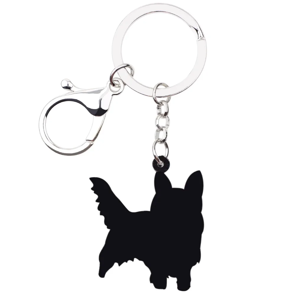 WEVENI Acrylic Winking Yorkshire Terrier Dog Key Chains Animal Keyrings For Women Girl Ladies Holder Car Key Charms Kids Gift