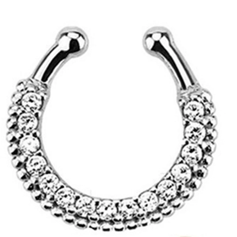 Indian Crystal Snag In The Nose For Women Fashion Clip Hoop Stud Female Body Jewelry Wedding Party Friends Gift