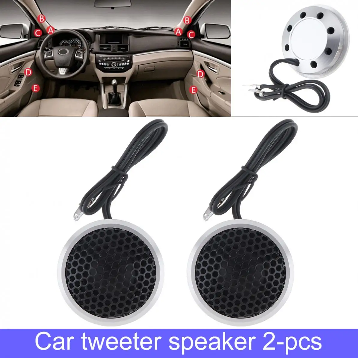 2pcs 25mm 150W Aluminium Shell Silk Stretch Film Car Tweeter Speakers Auto Horn Audio Music Stereo Speaker for Car Audio System