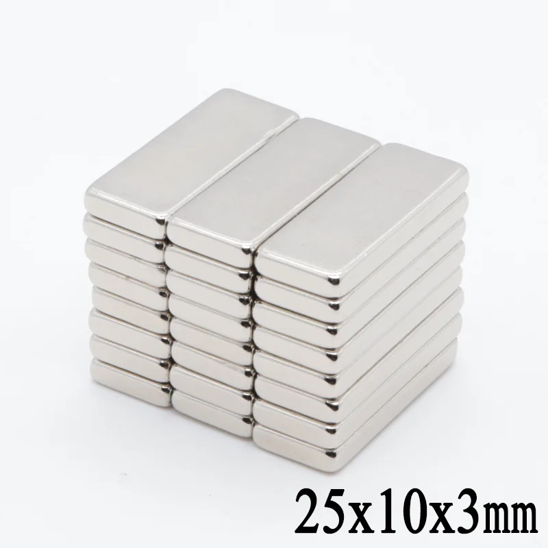 

50pcs 25x10x3mm Strong N52 Neodymium Magnets Block Rare Earth DIY Powerful Permanet Magnet