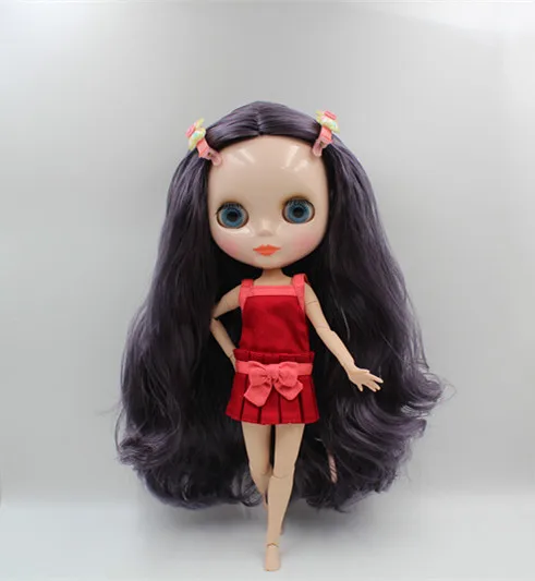 Blygirl  Blyth doll Deep grape purple curly hair nude doll 30cm joint body 19 joint DIY doll can change makeup