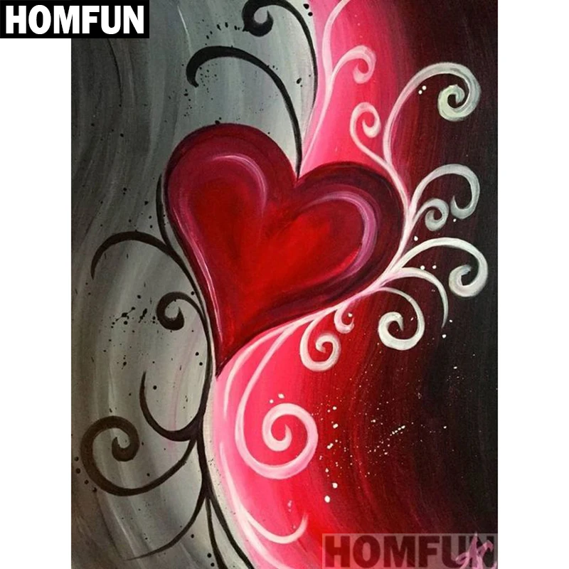 

HOMFUN Full Square/Round Drill 5D DIY Diamond Painting "Red heart" 3D Embroidery Cross Stitch 5D Home Decor Gift A00900