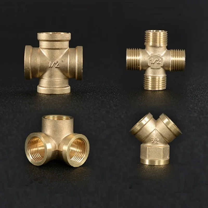 

3pcs 1/2" Copper Joints 4-Ways Brass Cross Y Corner Tee Connector Tap Water Hydrovalve Solar Heater Floor Heating Fittings