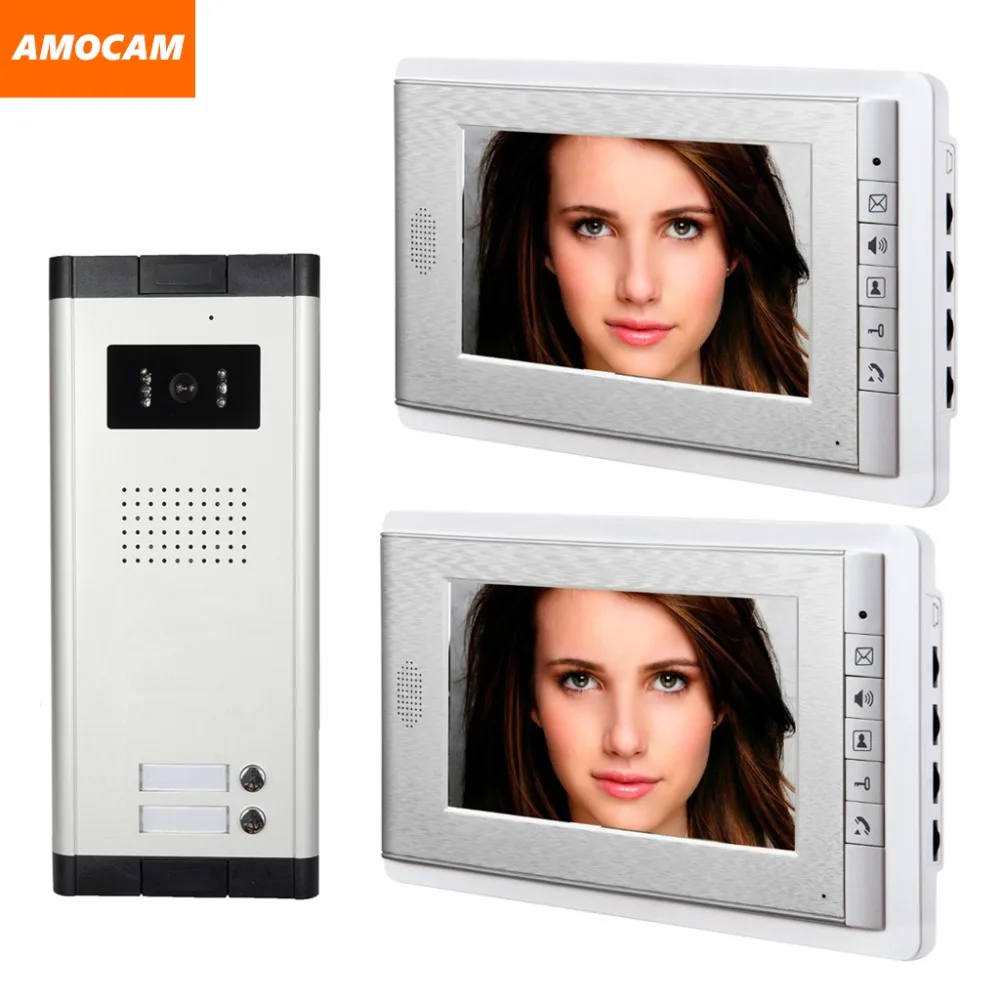 2 Unit Bel Pintu 7 "Monitor Video Interkom Pintu Bel Pintu Telepon Pilihan 2,4,6,8,10,12 Unit Apartemen Video Pintu Telepon Sistem