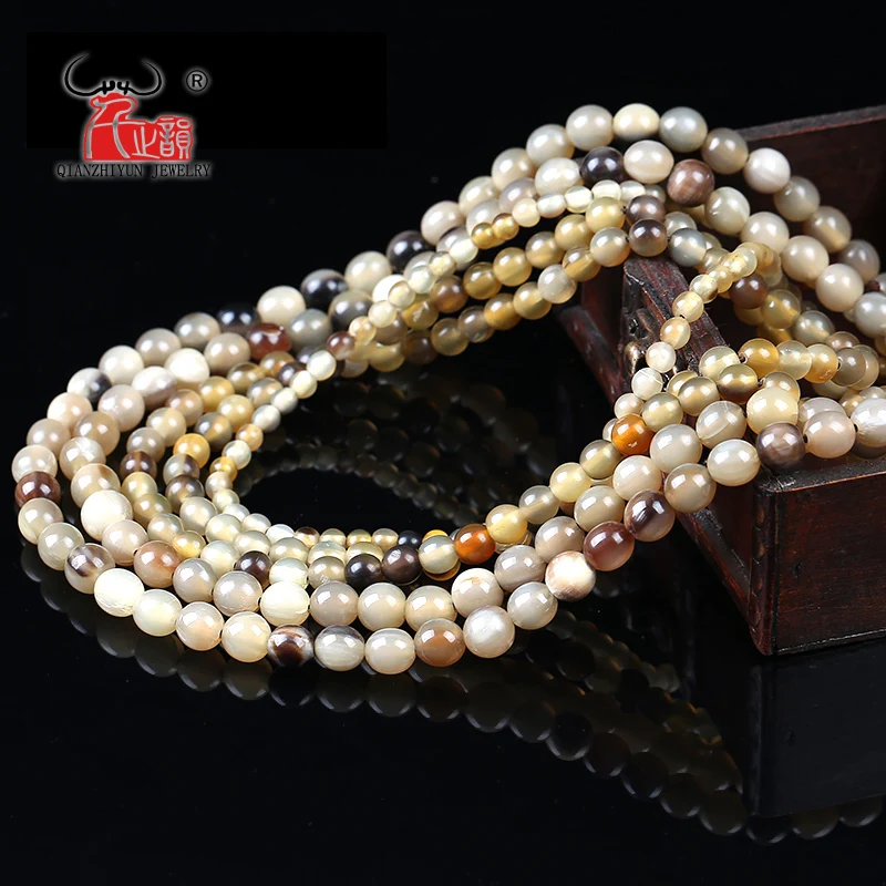 20PCS Tibetan style Natural yak horn prayer beads hand-chain necklace DIY beads for jewelry making 6mm 8mm 10mm hole 1.0mm