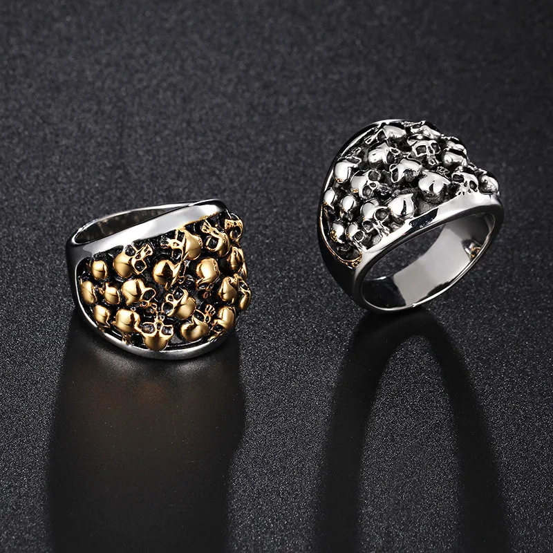Foreign trade selling men's personality trend of stainless steel skull ring titanium steel ghost head ring US7-15