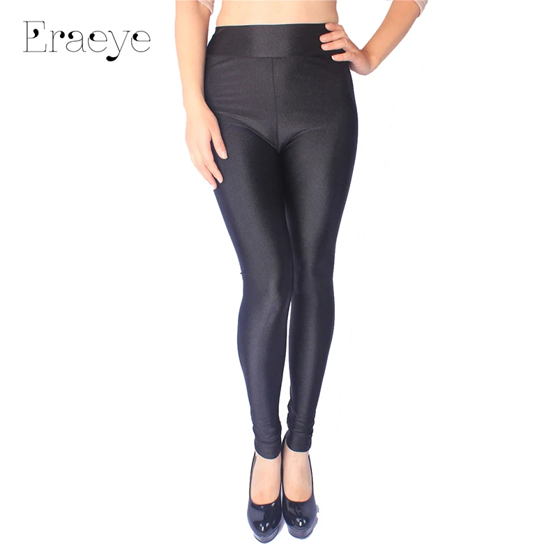 ERAEYE Fashion Nylon Gloss Pants Large Size Xl-5xl High Elastic  Black Denim  Pencil Sexy Skinny High Waist Lustrous Leggings