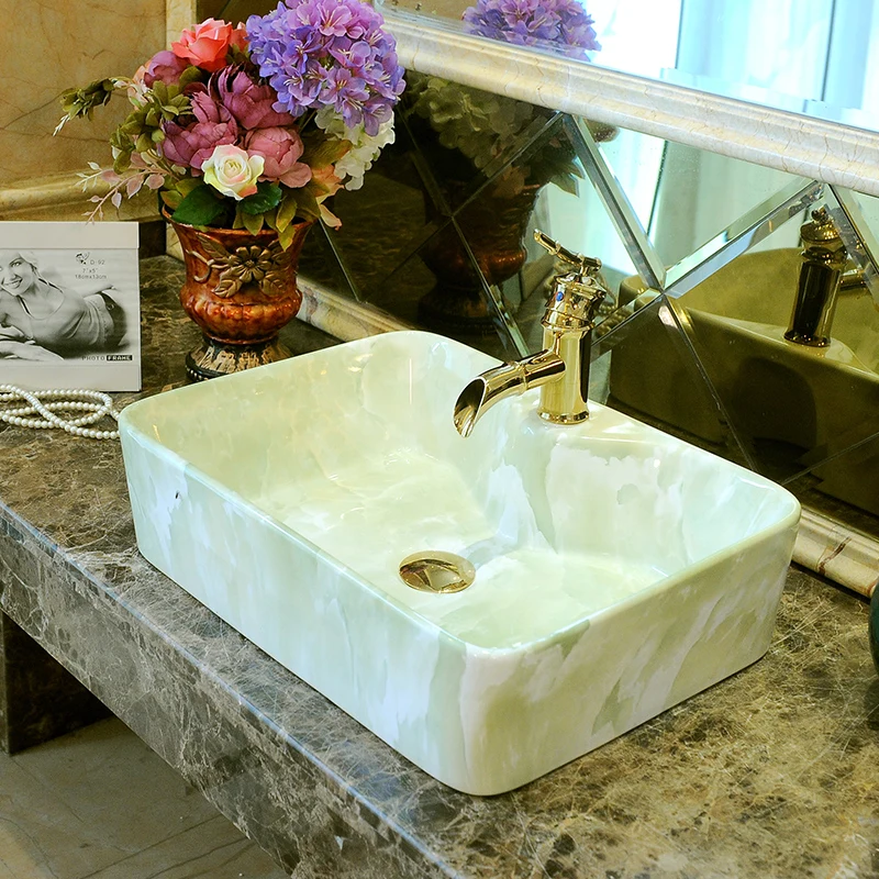 

Rectangular Jingdezhen ceramic sanitary ware art counter basin wash basin lavabo sink Bathroom sink artistic wash basin